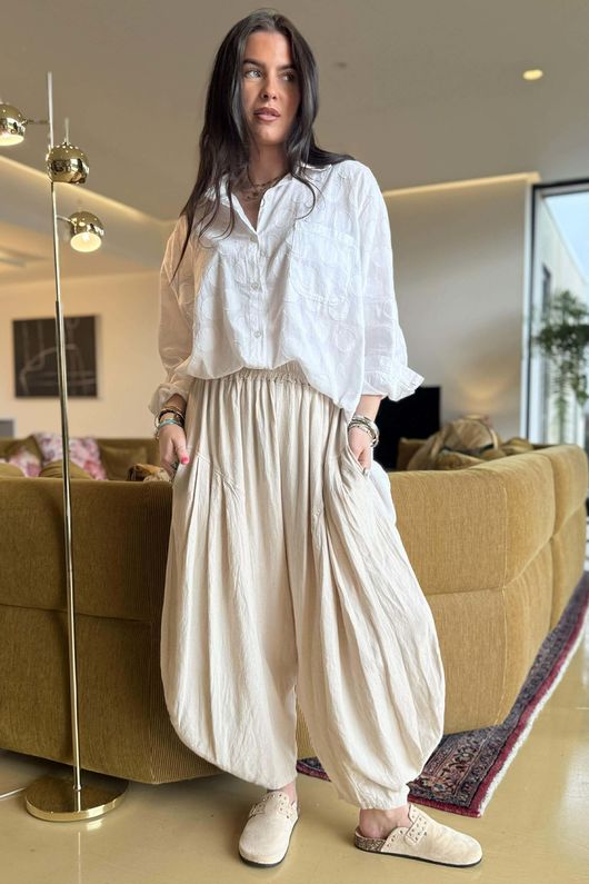 Noa Linen Blend Sia Barrel Trouser Vanilla /14